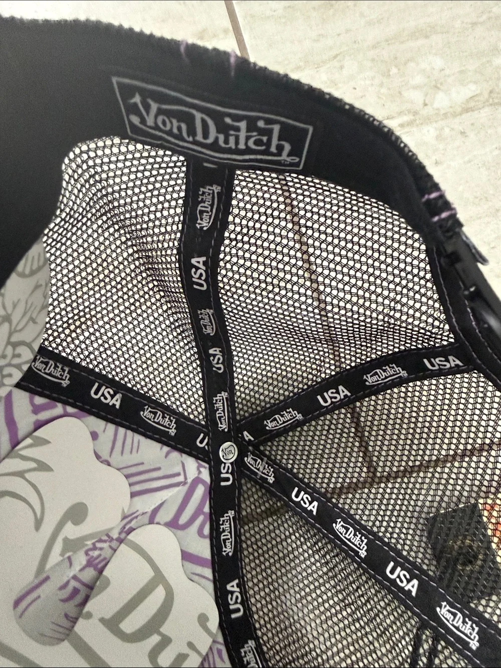 Von Dutch Lavender & Black Mesh Logo Cap nwt ..one size …unisex